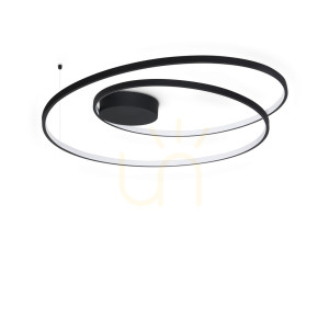 Plafón Ideallux OZ 365053 čierny LED 52W 3000K Ø80 cm