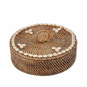Ratanový kôš s priehradkou 30x30x9,5 cm prírodná hnedá Baskets