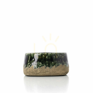 Kvetináč Moss Bowl zelený betón nízky handmade 16,5 cm