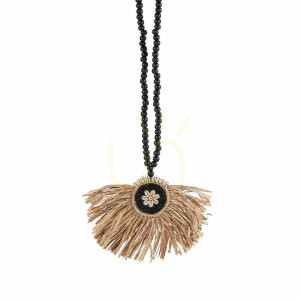 Rafia tassel prírodná čierna 70 cm, handmade príslušenstvo