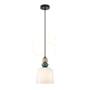 Závesné svietidlo Italux Bonata E27 čierne/biele sklo PND-36573-1C-BK-WH