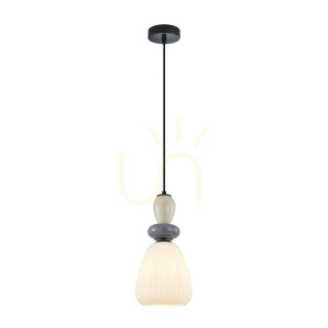 Závesná lampa Italux Domali E27 čierna/sklo, SKU PND-36816-1D-BK-WH