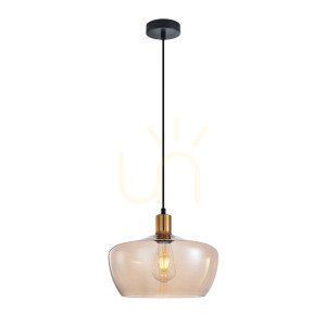 Závesná lampa Italux Parola zlatá jantárové sklo E27 PND-3636-1-BRO-AMB