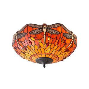 Plafón Interiors Dragonfly Tiffany multicolor sklo oceľ 41 cm 70721