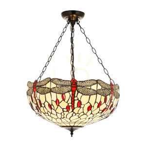 Závesné svietidlo Interiors Dragonfly Tiffany béžové E27 3x60 W 112251