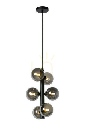 Závesné svietidlo Lucide TYCHO čierne retro sklo G9 6x 28 W 45474/06/30