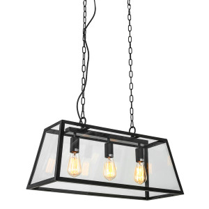 Prívesné svetlo Italux Laverno čierne matné E27 3x60W MD-102621-3-B