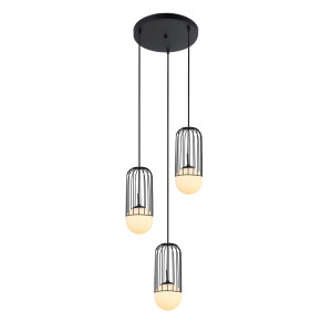Závesná lampa Italux Matty 3x E27 čierna MDM-3939/3 BK