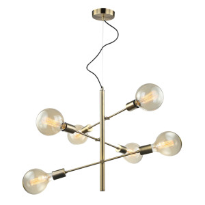 Závesná lampa Italux Madalyn 6xE27 hnedá oceľ MDM3582/6 AB