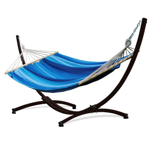 Potenza Stabhängematte mit Gestell bis 220kg I Hängematte- 220x160, 200kg I Acadia - Blau Braun