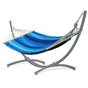 Potenza Stabhängematte mit Gestell bis 220kg I Hängematte- 220x160, 200kg I Acadia - Blau Grau