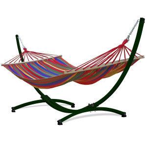 Potenza Stabhängematte mit Gestell bis 220kg I Hängematte- 220x160, 200kg I Acadia - Rot Grün