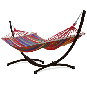 Potenza Stabhängematte mit Gestell bis 220kg I Hängematte- 220x160, 200kg I Acadia - Rot Braun