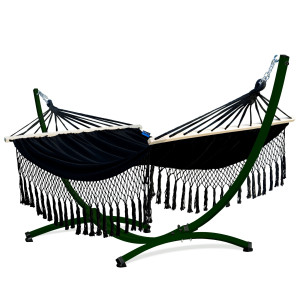 Potenza Stabhängematte mit Gestell bis 220kg I Hängematte- 220x160, 200kg I Acadia - Santia Schwarz Grün