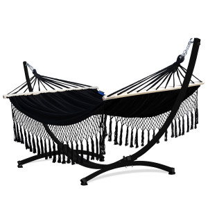 Potenza Stabhängematte mit Gestell bis 220kg I Hängematte- 220x160, 200kg I Acadia - Santia Schwarz Schwarz