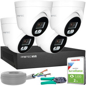 Zestaw do monitoringu 4 kamery kopułowe 8Mpx IP PoE zewnętrzne z mikrofonami