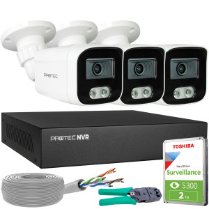 Zestaw do monitoringu 3 kamery tubowe 8Mpx IP PoE zewnętrzne z mikrofonami