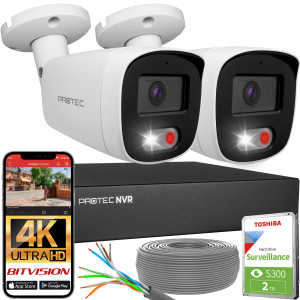 Zestaw do monitoringu 2 kamery tubowe 8Mpx IP PoE zewnętrzne z mikrofonami