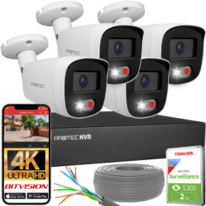 Zestaw do monitoringu 4 kamery tubowe 8Mpx IP PoE zewnętrzne z mikrofonami