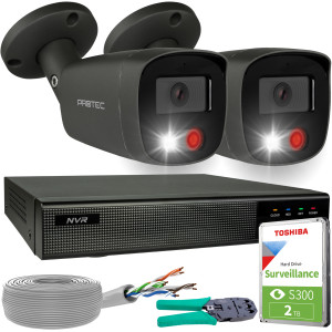 Zestaw do monitoringu 2 kamery tubowe Grafitowe 8Mpx IP PoE zewnętrzne z mikrofonami