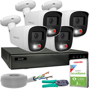 Zestaw do monitoringu 4 kamery tubowe 8Mpx IP PoE zewnętrzne z mikrofonami