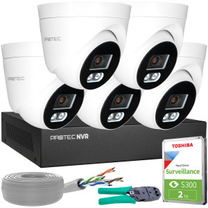 Zestaw do monitoringu 5 kamer kopułowych 8Mpx IP PoE zewnętrzne z mikrofonami