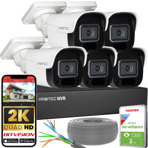 Zestaw do monitoringu 5 kamer tubowych 4Mpx IP PoE zewnętrzne z mikrofonami