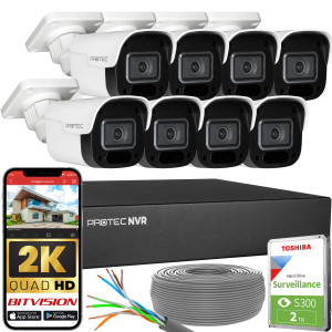 Zestaw do monitoringu 8 kamer tubowych 4Mpx IP PoE zewnętrzne z mikrofonami