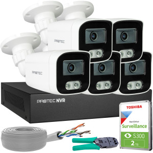 Zestaw do monitoringu 5 kamer tubowych 8Mpx IP PoE zewnętrzne z mikrofonami