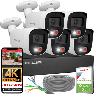 Zestaw do monitoringu 5 kamer tubowych 8Mpx IP PoE zewnętrzne z mikrofonami