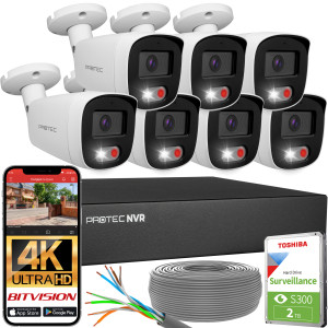 Zestaw do monitoringu 7 kamer tubowych 8Mpx IP PoE zewnętrzne z mikrofonami