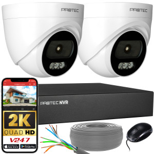 Zestaw do monitoringu 2 kamery kopułowe 4Mpx IP PoE wewnętrzne z mikrofonami
