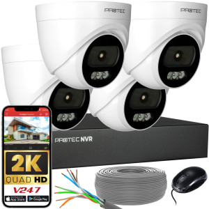 Zestaw do monitoringu 4 kamery kopułowe 4Mpx IP PoE wewnętrzne z mikrofonami