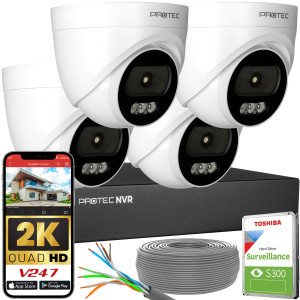 Zestaw do monitoringu 4 kamery kopułowe 4Mpx IP PoE wewnętrzne z mikrofonami