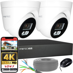 Zestaw do monitoringu 2 kamery kopułowe 8Mpx IP PoE zewnętrzne z mikrofonami