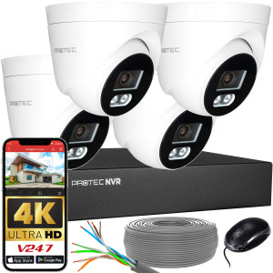 Zestaw do monitoringu 4 kamery kopułowe 8Mpx IP PoE zewnętrzne z mikrofonami