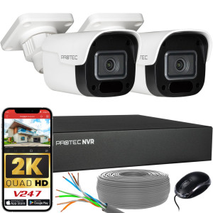 Zestaw do monitoringu 2 kamery tubowe 4Mpx IP PoE zewnętrzne z mikrofonami