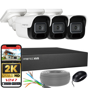Zestaw do monitoringu 3 kamery tubowe 4Mpx IP PoE zewnętrzne z mikrofonami