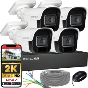 Zestaw do monitoringu 4 kamery tubowe 4Mpx IP PoE zewnętrzne z mikrofonami
