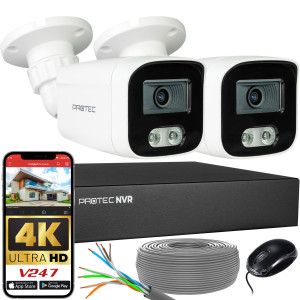 Zestaw do monitoringu 2 kamery tubowe 8Mpx IP PoE zewnętrzne z mikrofonami