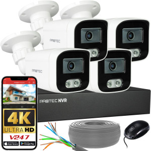 Zestaw do monitoringu 4 kamery tubowe 8Mpx IP PoE zewnętrzne z mikrofonami