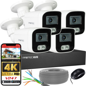Zestaw do monitoringu 4 kamery tubowe 8Mpx IP PoE zewnętrzne z mikrofonami