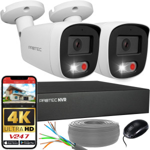 Zestaw do monitoringu 2 kamery tubowe 8Mpx IP PoE zewnętrzne z mikrofonami