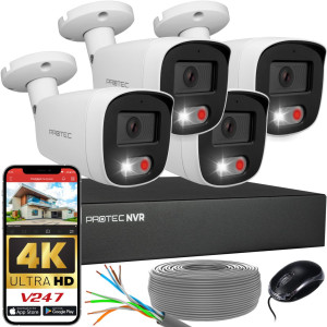 Zestaw do monitoringu 4 kamery tubowe 8Mpx IP PoE zewnętrzne z mikrofonami