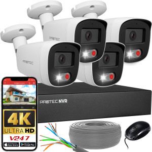 Zestaw do monitoringu 4 kamery tubowe 8Mpx IP PoE zewnętrzne z mikrofonami