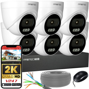 Zestaw do monitoringu 6 kamer kopułowych 4Mpx IP PoE wewnętrzne z mikrofonami