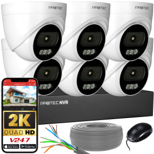 Zestaw do monitoringu 6 kamer kopułowych 4Mpx IP PoE wewnętrzne z mikrofonami
