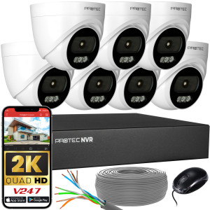 Zestaw do monitoringu 7 kamer kopułowych 4Mpx IP PoE wewnętrzne z mikrofonami
