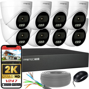 Zestaw do monitoringu 8 kamer kopułowych 4Mpx IP PoE wewnętrzne z mikrofonami