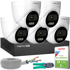 Zestaw do monitoringu 5 kamer kopułowych 4Mpx IP PoE wewnętrzne z mikrofonami